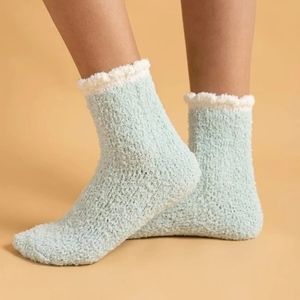 Fuzzy Lace Trim Socks